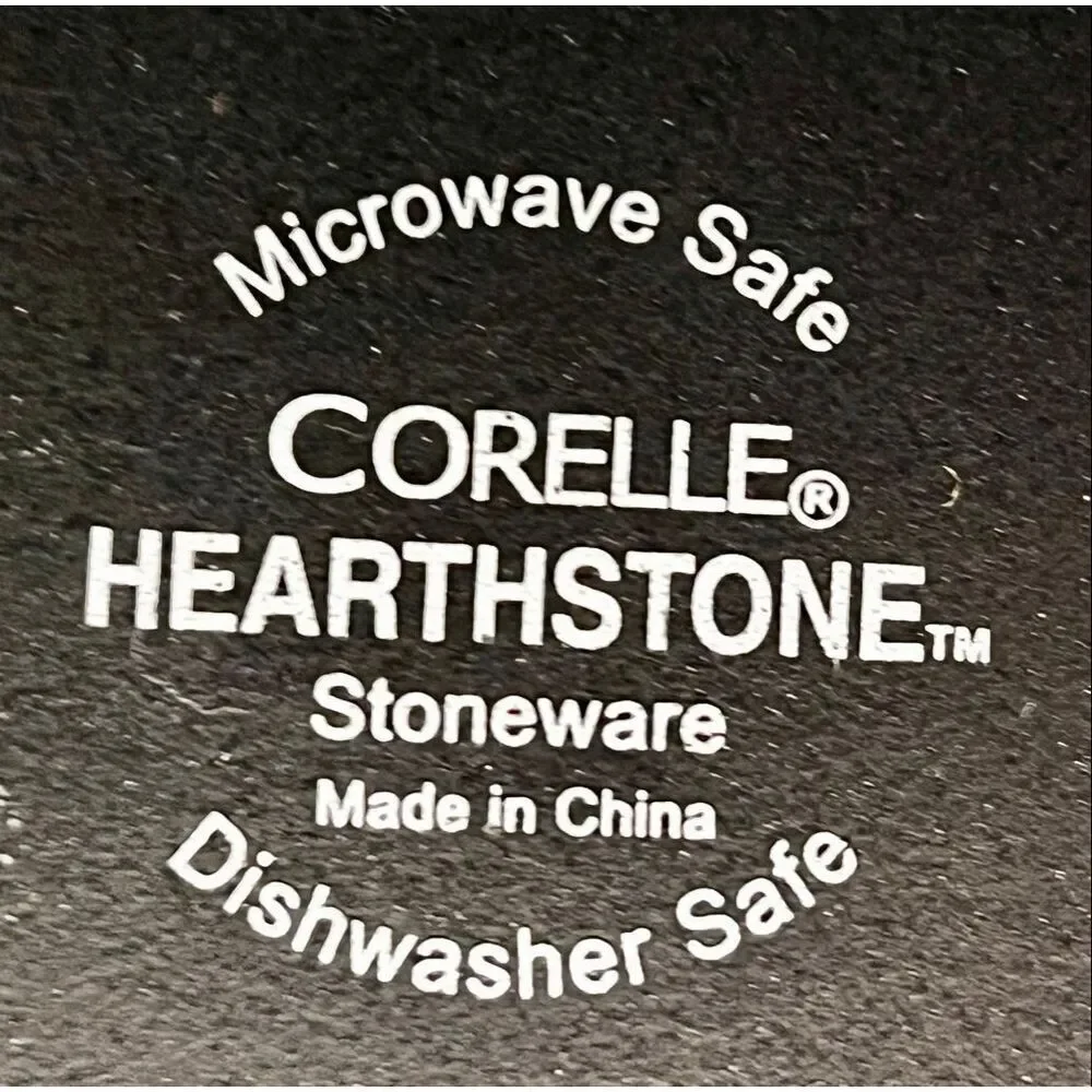 Set of 4 CORELLE HEARTHSTONE Stoneware Dinner Plates Cobalt Indigo Black Square